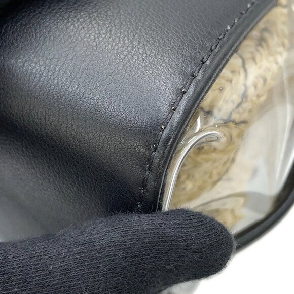 CHANEL Matelasse 2-Way Tote Plastics/Leather/Raffia Transparent/Black/Beige ... - Picture 4 of 14